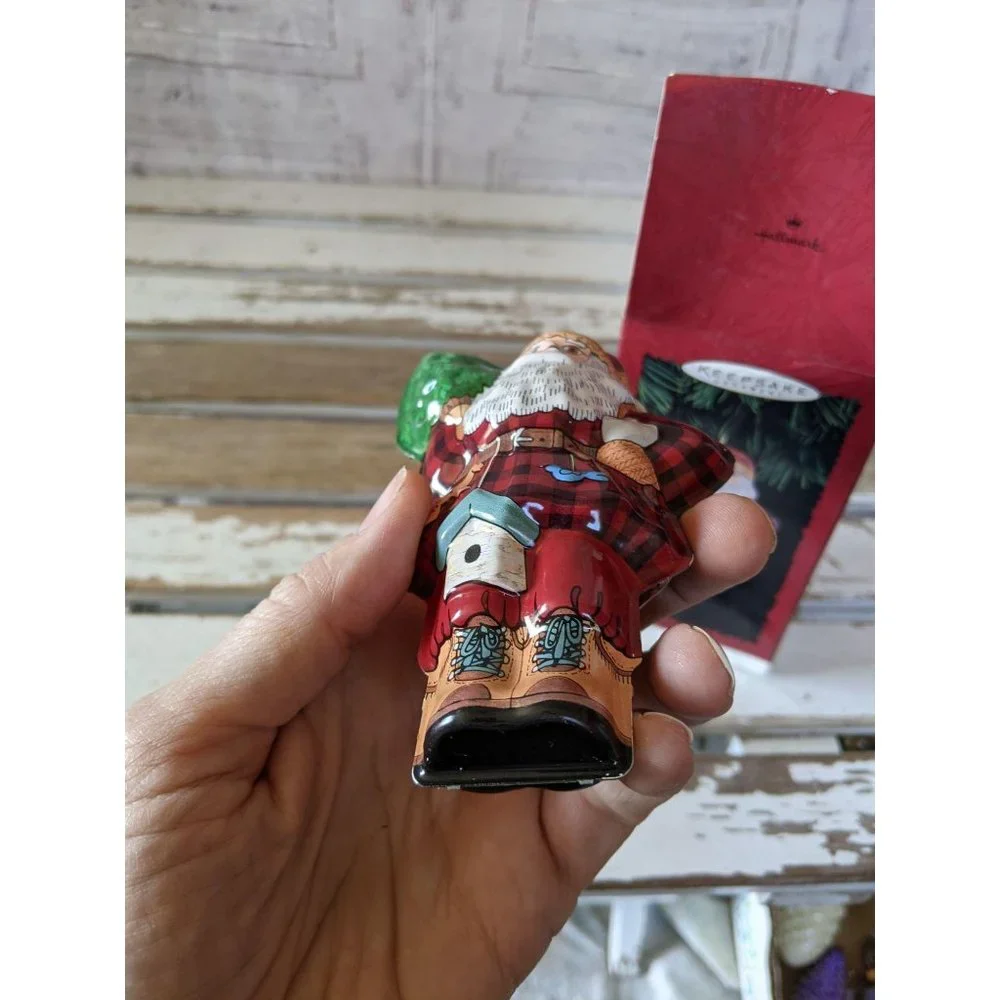 Hallmark woodland Santa Pressed Tin tree ornament‎